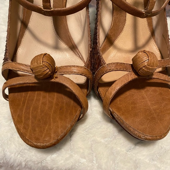 L.A.M.B -Felix, Multi Brown Snakeskin Leather Peep Toe Stiletto Sandal size 9.5M - Picture 10 of 12